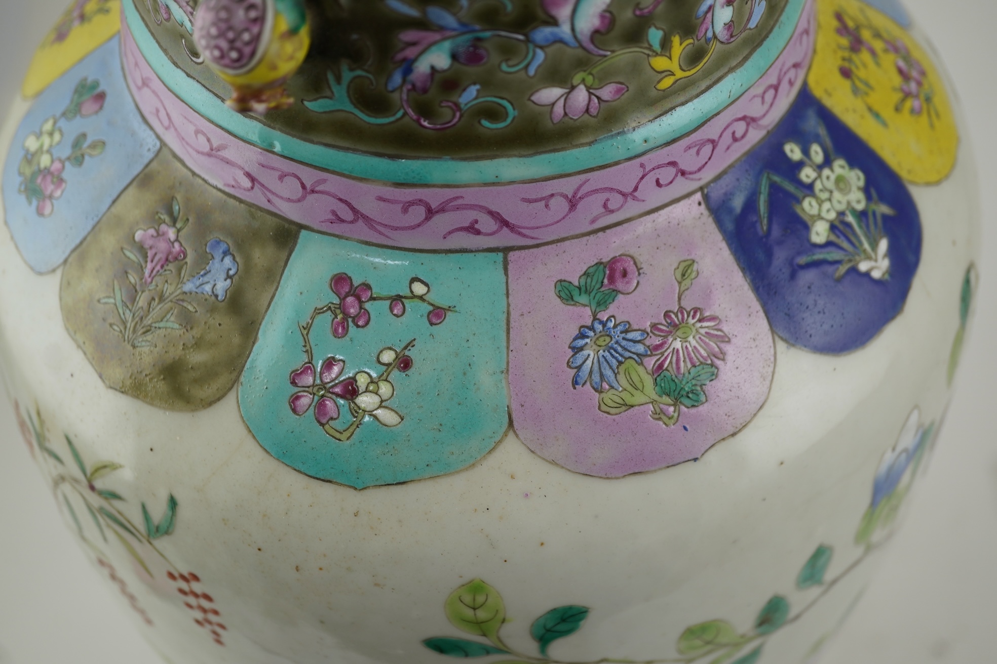 A large Chinese famille rose two-handled vase, mid 19th century
